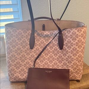 Kate Spade Mauve Floral Tote with Pouch